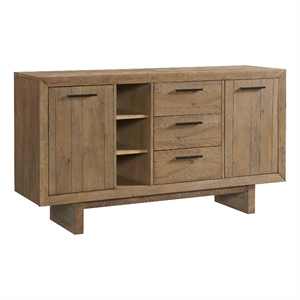 Pemberly Row 66&quot Transitional Wood Dining Sideboard in Oak Finish