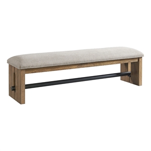 Pemberly Row 64&quot Transitional Wood Backless Bench in Oak Finish