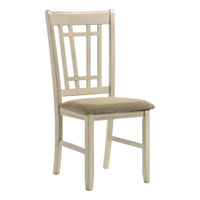 Pemberly Row Transitional Wood Chair in Rustic White/Oak (Set of 2)