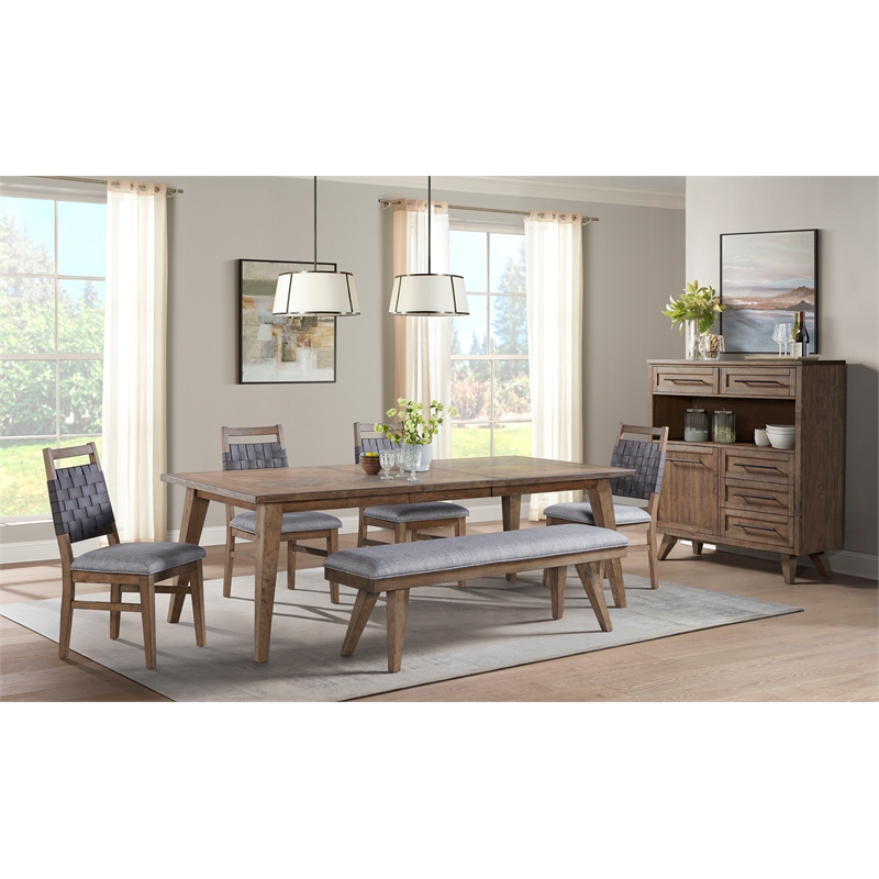 Pemberly Row Transitional Wood Dining Table with Leaf in Chestnut