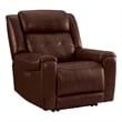 Pemberly Row Transitional Faux Leather Dual-Power Recliner in Brown
