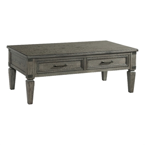 Pemberly Row 50&quot Transitional Wood Coffee Table in Pewter Finish