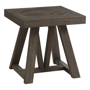 Pemberly Row 24&quot Transitional Wood End Table in Chevron Gray