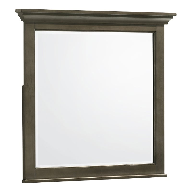 Pemberly Row Youth Transitional Wood Beveled Mirror in Gray Finish