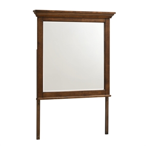Pemberly Row Youth Transitional Wood Beveled Mirror in Brown Finish