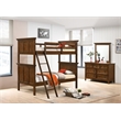 Pemberly Row Youth Transitional Wood Beveled Mirror in Brown Finish