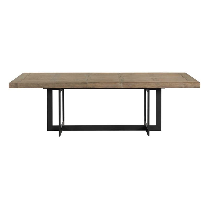 Pemberly Row Transitional Wood Trestle Table in Dune Gray Finish