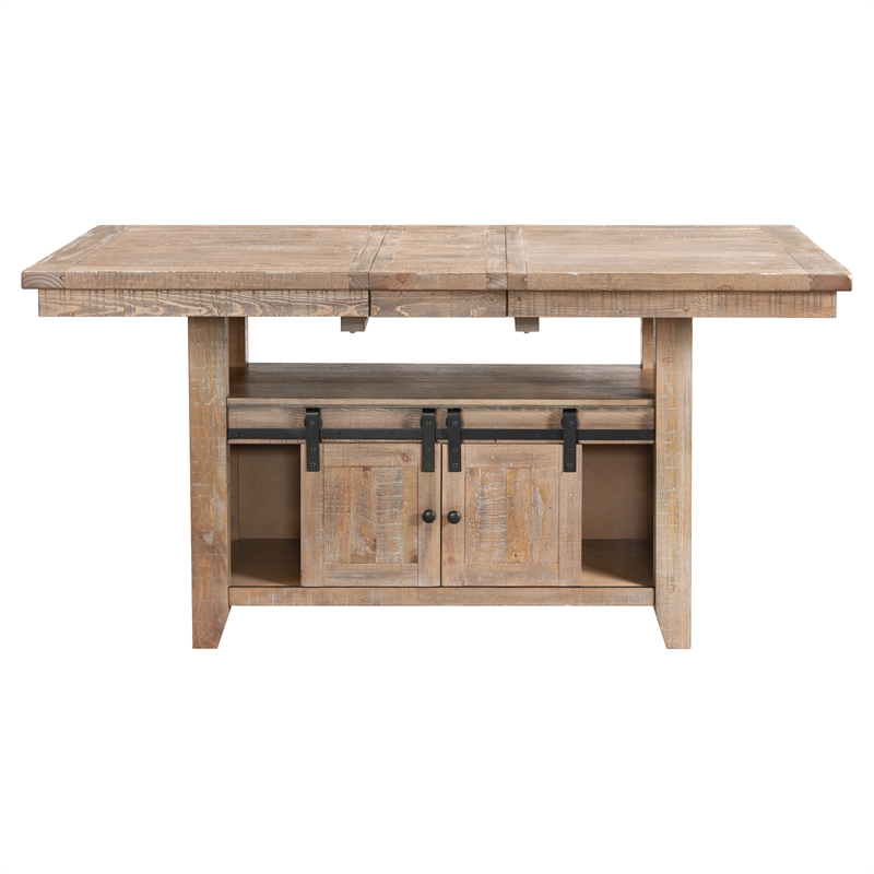 Pemberly Row Farmhouse Wood Gathering Table in Sandwash Brown