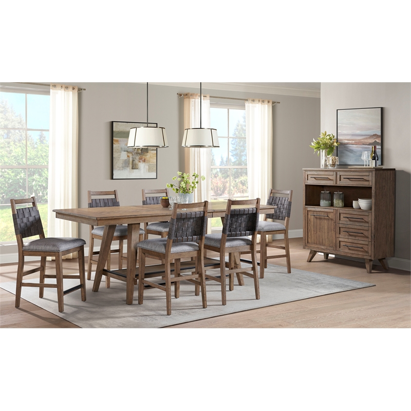 Pemberly Row Transitional Wood Counter Table in Mission Brown