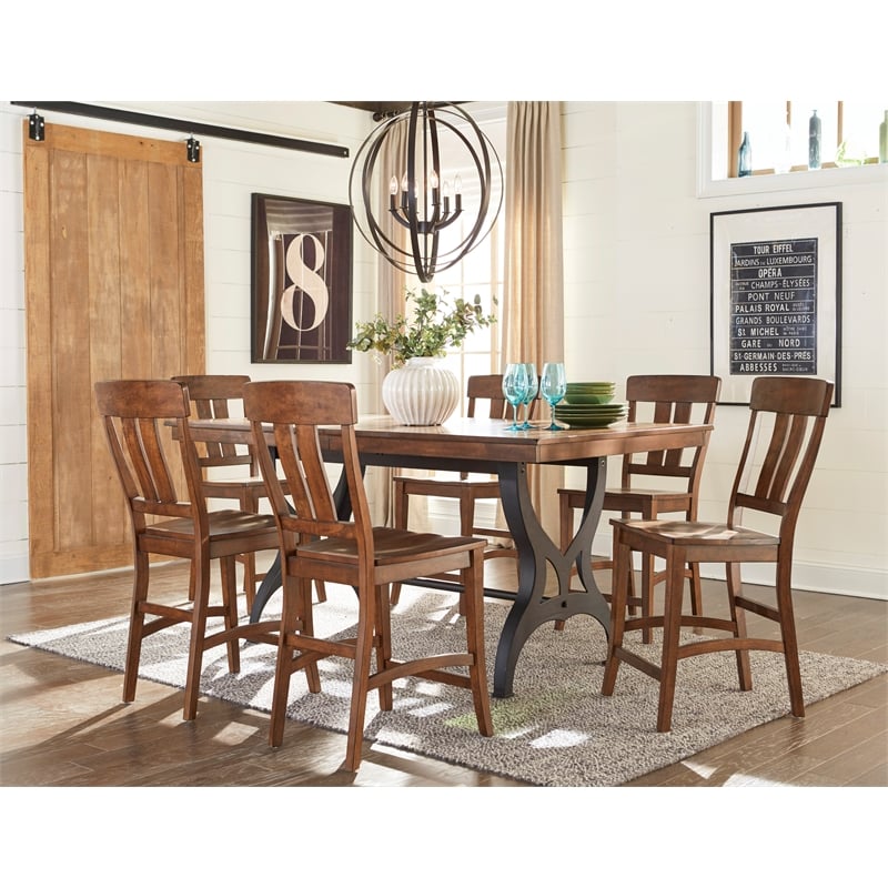 Pemberly Row Traditional Wood Gathering Table in Copper Finish