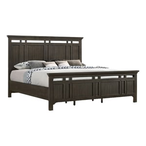 Pemberly Row Contemporary Bedroom King Panel Bed in Charcoal