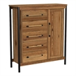 Pemberly Row Contemporary 5 Drawer 1Ddoor Gentleman's Chest in Hickory Finish