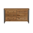Pemberly Row Contemporary 6 Drawer Dresser Chest in Hickory Finish