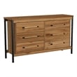 Pemberly Row Contemporary 6 Drawer Dresser Chest in Hickory Finish