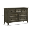 Pemberly Row Wood Transitional 7-Drawer Dresser in Gray Finish
