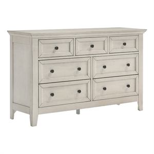 Pemberly Row Wood Transitional 7-Drawer Dresser Rustic White