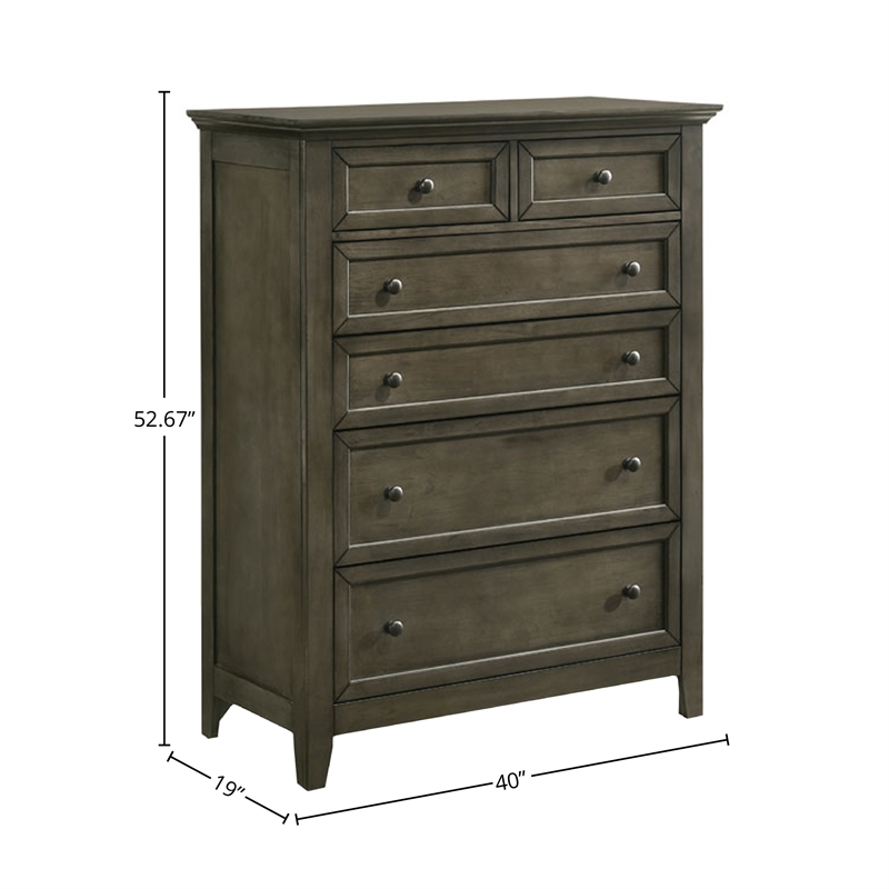 Pemberly Row Wood Transitional 6-Drawer Standard Chest in Gray