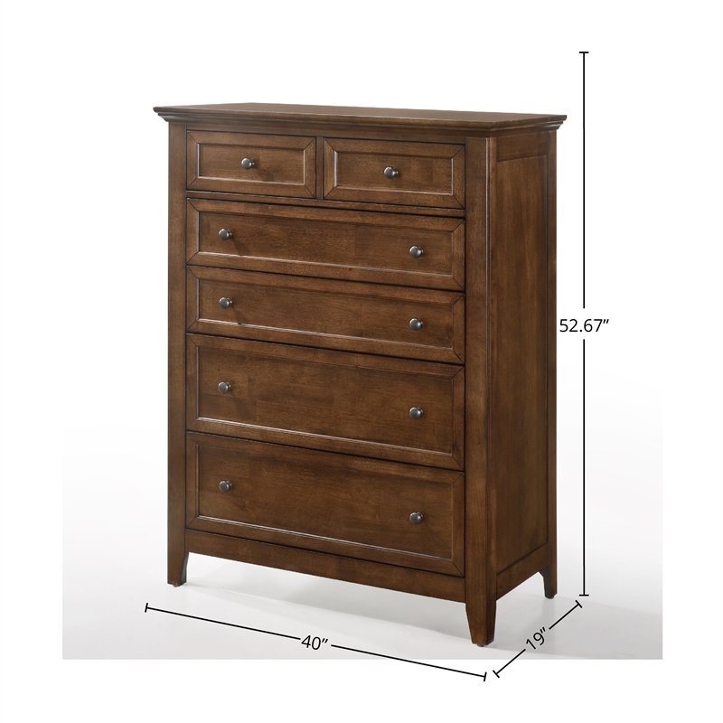 Pemberly Row Wood Transitional 6-Drawer Standard Chest in Tuscan