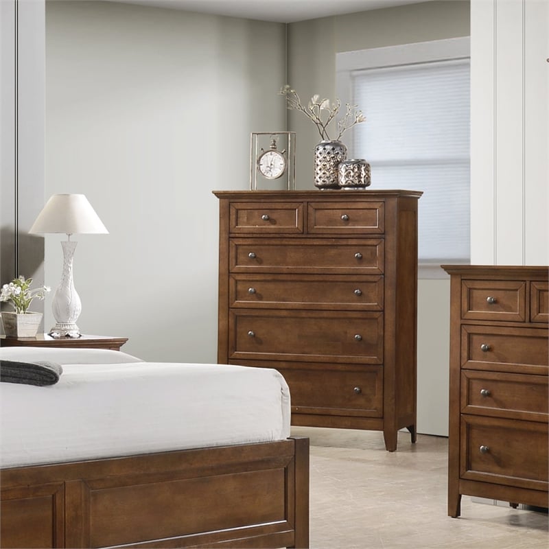 Pemberly Row Wood Transitional 6-Drawer Standard Chest in Tuscan
