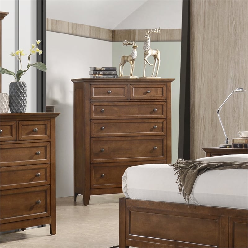 Pemberly Row Wood Transitional 6-Drawer Standard Chest in Tuscan