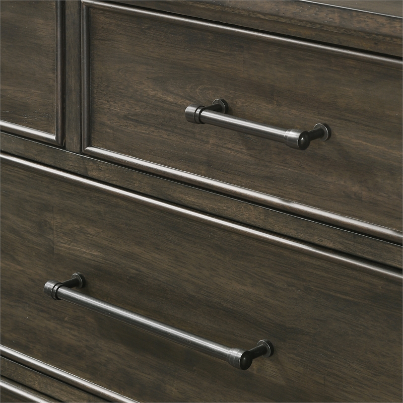 Pemberly Row Wood Contemporary 6-Drawer Chest Brushed Charcoal