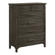 Pemberly Row Wood Contemporary 6-Drawer Chest Brushed Charcoal