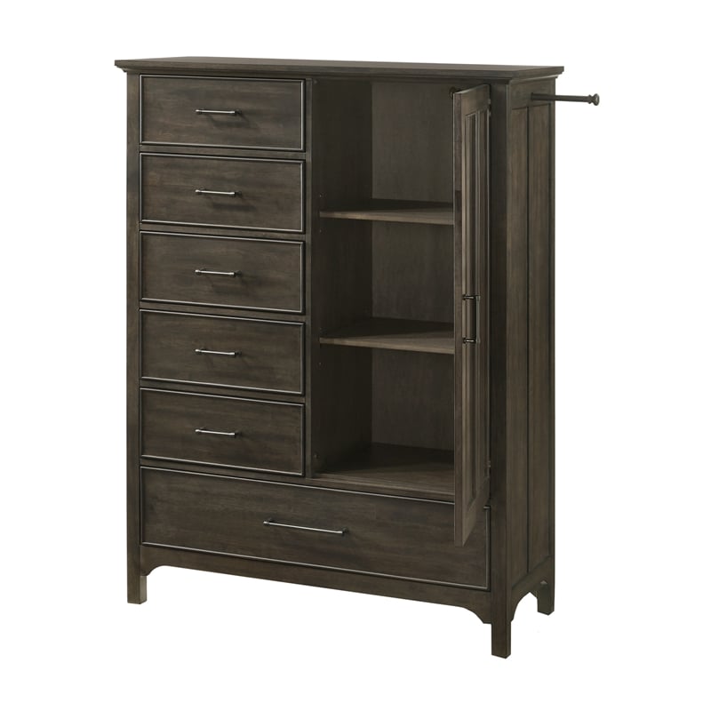 Pemberly Row Contemporary 6-Drawer Gentleman's Chest in Brushed Charcoal
