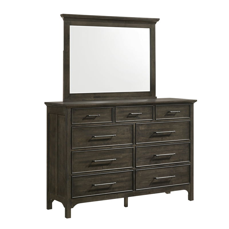 Pemberly Row Contemporary 9-Drawer Dresser in Brushed Charcoal