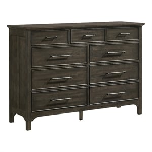 Pemberly Row Contemporary 9-Drawer Dresser in Brushed Charcoal