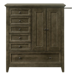 Pemberly Row Transitional Youth 6-Drawer Rubberwood Chifferobe in Gray