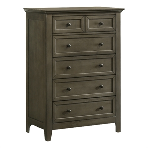 Pemberly Row Wood Transitional Youth 5-Drawer Chest in Gray Finish