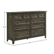 Pemberly Row Wood Transitional 10-Drawer Dresser in Gray Finish