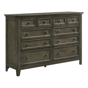 Pemberly Row Wood Transitional 10-Drawer Dresser in Gray Finish