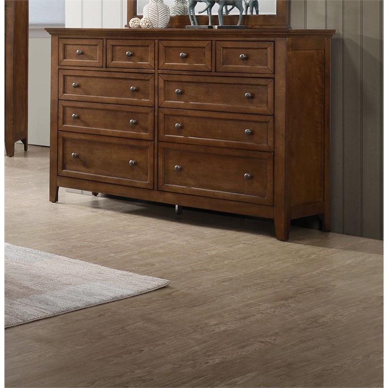 Pemberly Row Wood Transitional 10-Drawer Dresser in Tuscan Finish