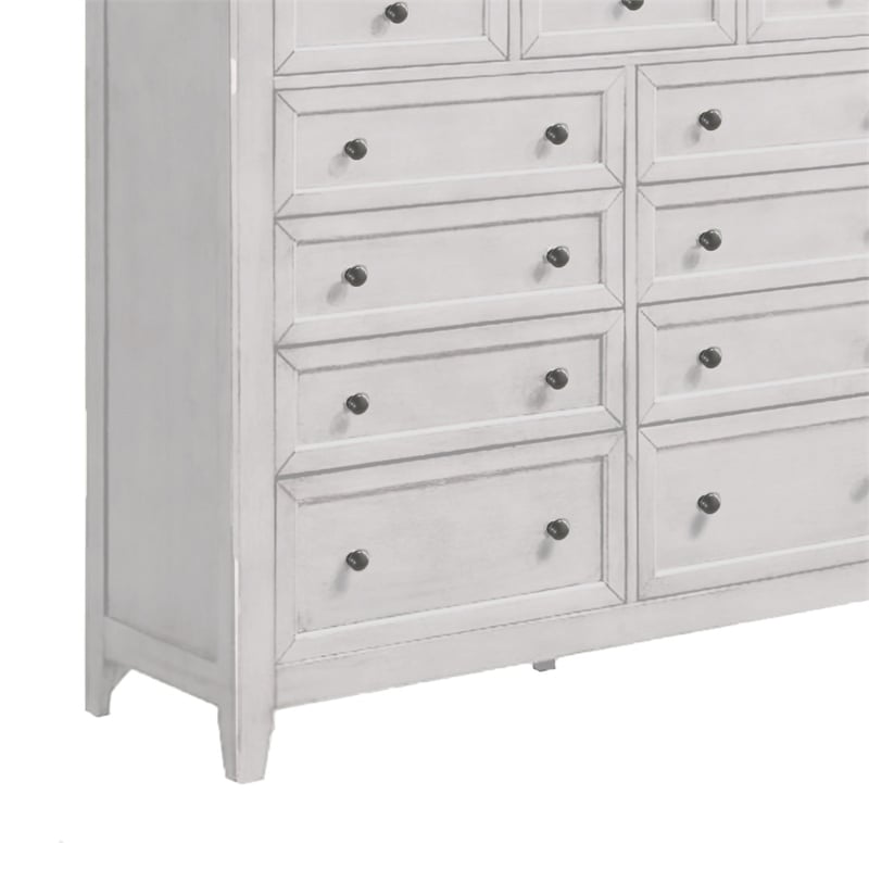 Pemberly Row Transitional 11-Drawer Gentlemen's Chest in Rustic White
