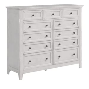 Pemberly Row Transitional 11-Drawer Gentlemen's Chest in Rustic White