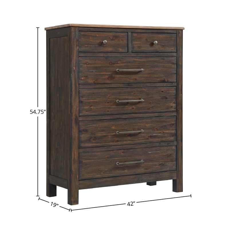 Pemberly Row Transitional 6-Drawer Chest in Driftwood and Sable