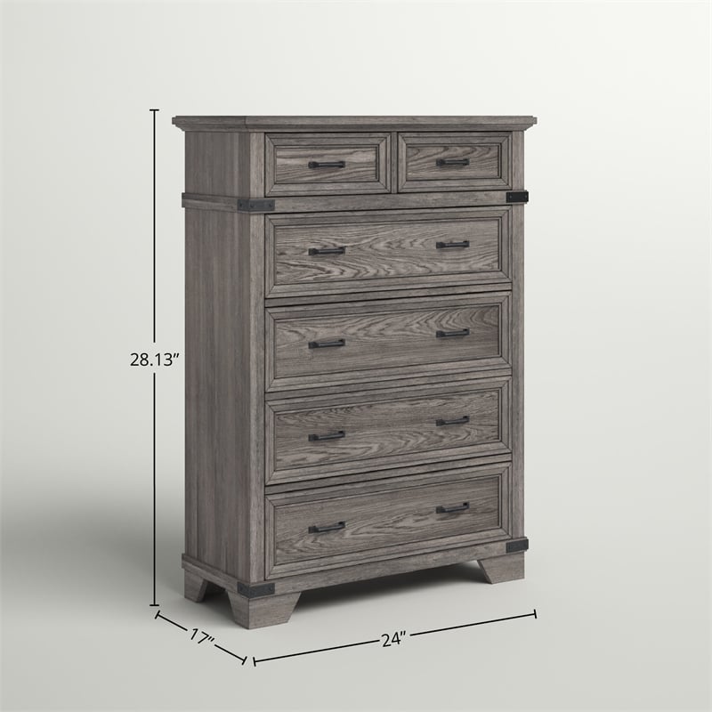 Pemberly Row Contemporary 6-Drawer Standard Chest Brushed Steel