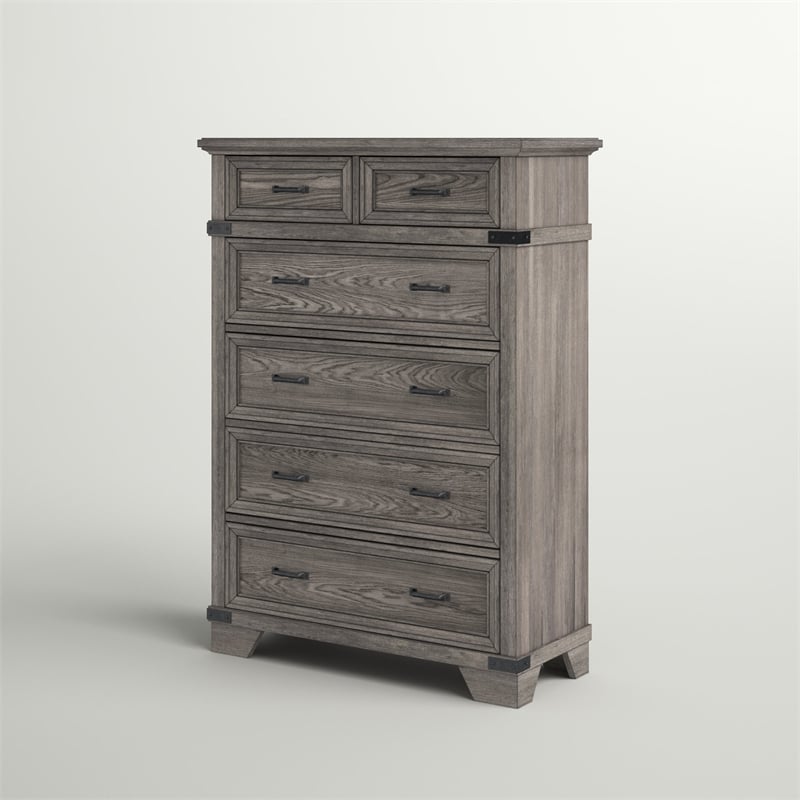 Pemberly Row Contemporary 6-Drawer Standard Chest Brushed Steel