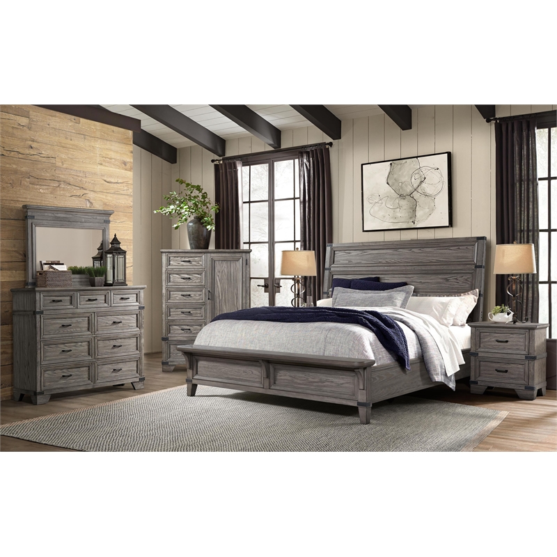 Pemberly Row Contemporary 6-Drawer Gentleman's Chest Brushed Steel