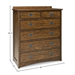 Pemberly Row Solid Oak Wood Contemporary 6-Drawer Chest in Brown