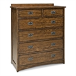 Pemberly Row Solid Oak Wood Contemporary 6-Drawer Chest in Brown