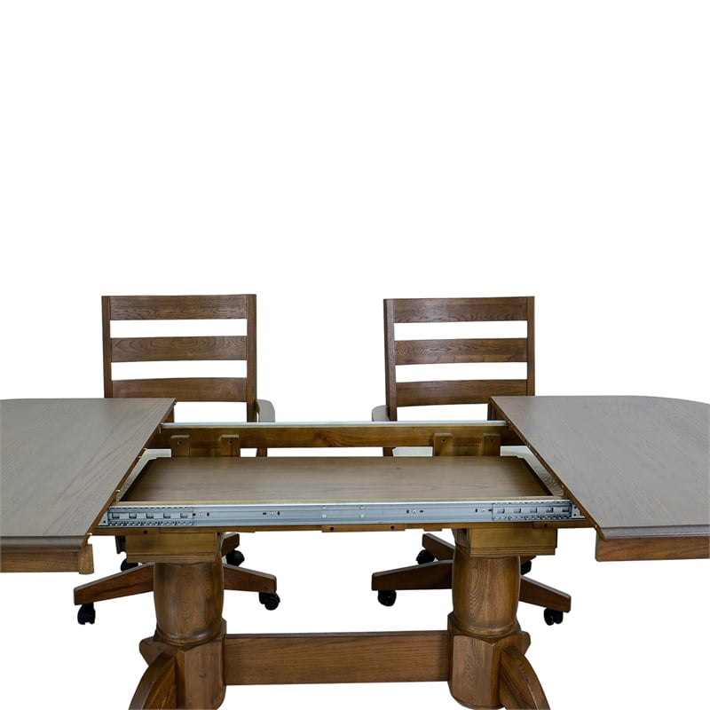 Pemberly Row Solid Wood Traditional Rectangular Trestle Table