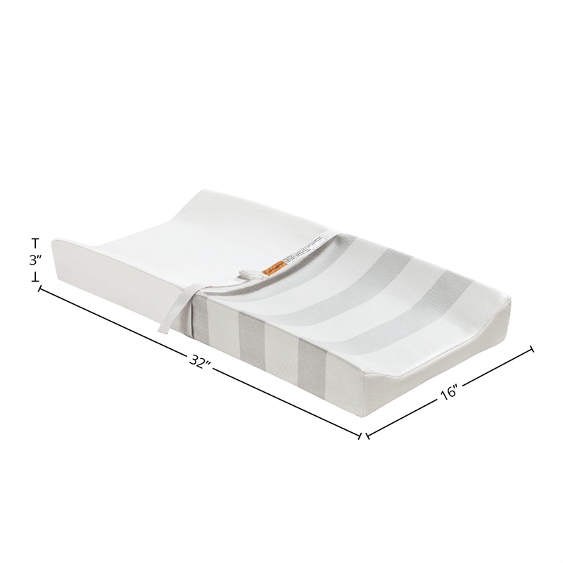 Pemberly Row Contemporary Mattress Fabric Premium 2-Sided Changing Pad in Cream