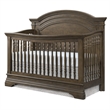 Pemberly Row Traditional Wood Arch Convertible Crib in Rosewood Brown