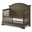 Pemberly Row Traditional Wood Arch Convertible Crib in Rosewood Brown