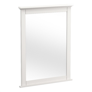 Pemberly Row Farmhouse Solid Hardwood Mirror in Cream Finish