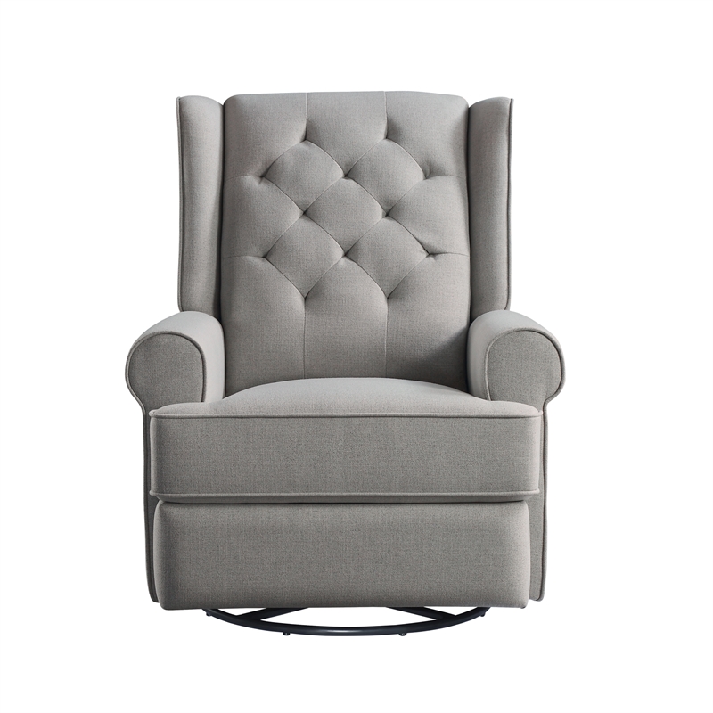Pemberly Row Traditional Fabric USB Glider and Recliner in Charcoal