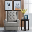 Pemberly Row Traditional Fabric USB Glider and Recliner in Charcoal