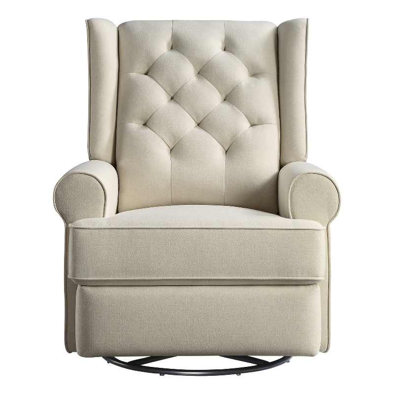 Pemberly Row Traditional Fabric USB Glider and Recliner in Natural